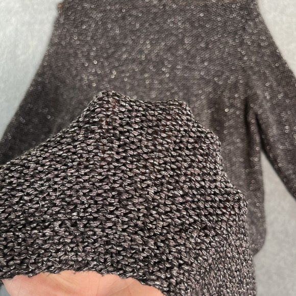 J Jill Tunic Sweater Womens Medium Black Silver Metallic Oversized Knit Slub - Picture 12 of 13